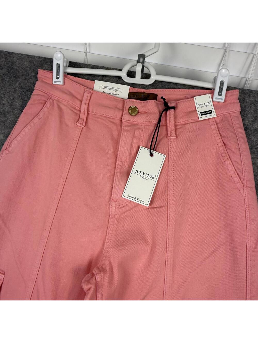Judy Blue High Rise Straight Leg Cargo Jeans Pink Size 7/28 31” NWT 736